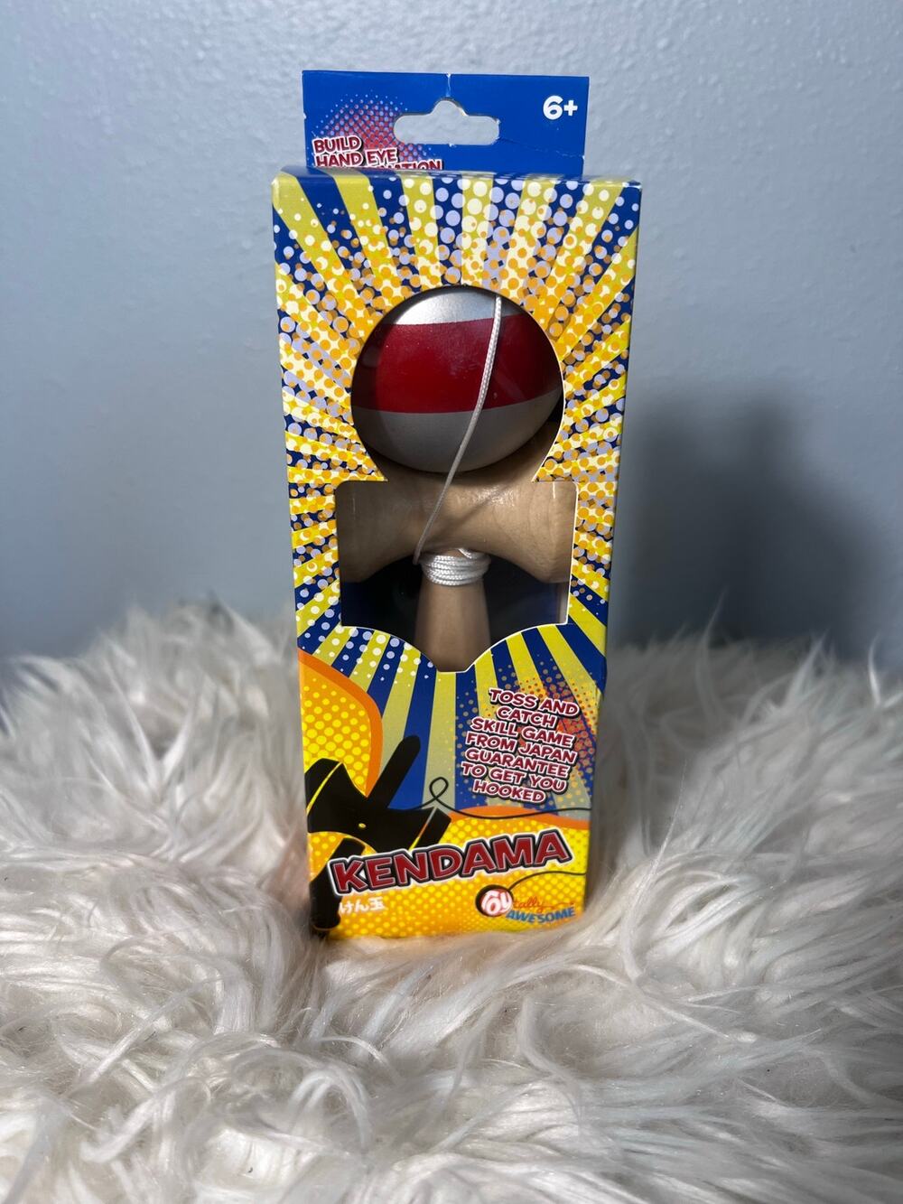 Kendama Wooden Toy Collectible Grey Red Juggle Skill Game New In Box Classic Fun